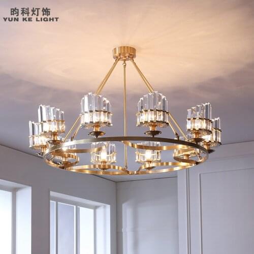 Simple crystal chandelier living room light luxury chandelier creative personality lamps bedroom dining room all copper lighting