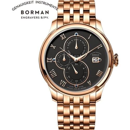 BORMAN Luxury Mens Machanical Watch Automatic Movement Male Watch Sapphire Glass Waterproof Watch Date Week Month Hours Clock