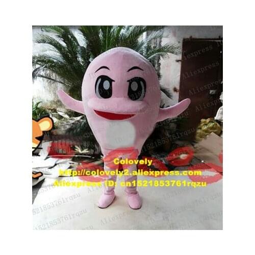 Frolic Pink Dolphin Porpoise Sea Hog Delphinids Whale Cetacean Mascot Costume Cartoon Mascotte Adult Big Eyes Lip No.zz2343