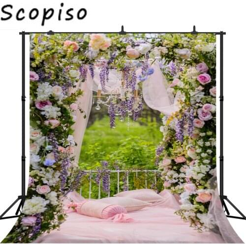Scopiso Photography Backdrop Flower Garden Bed Spring Wedding Background Photocall Decor Photobooth Photo Studio Prop