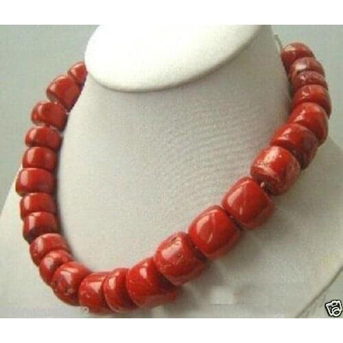 A Tibet Red Coral Necklace large beads 18"
