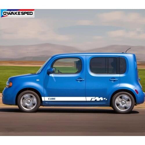 For Nissan-CUBE Car Door Side Skirt Vinyl Decals Auto Body Sport Stripes Exterior Accessories K-car Stickers