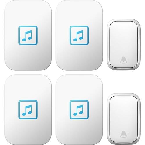 WEMEDA Self-powered Wireless Doorbell with No Battery Required 60 Chimes 0-110DB 2 Transmitter 4 Receiver Home Welcome Door Bell