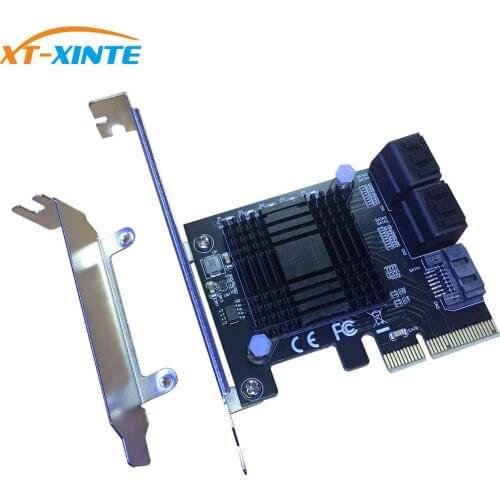 XT-XINTE Add On Cards PCIE SATA Controller PCI-E SATA Hub/Card PCIE to SATA 3 Card 5 Port SATA3 SSD PCI Express X4 Gen3 Adapter