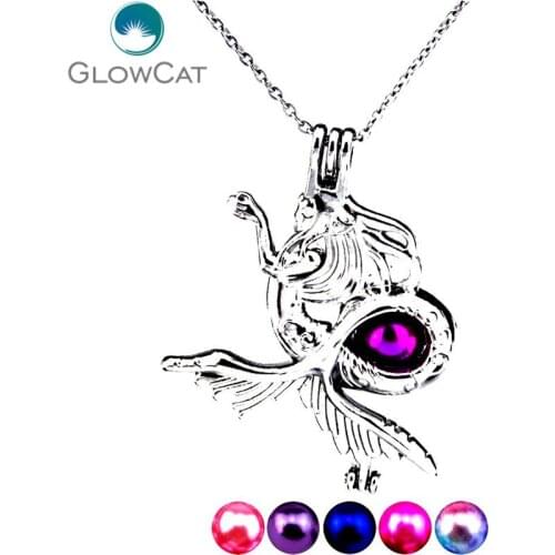 Z307 Vintage Mermaid Pearl Beads Cage Aroma Essential Oil Locket Pendant Oyster Stainless Chain Necklace Jewelry