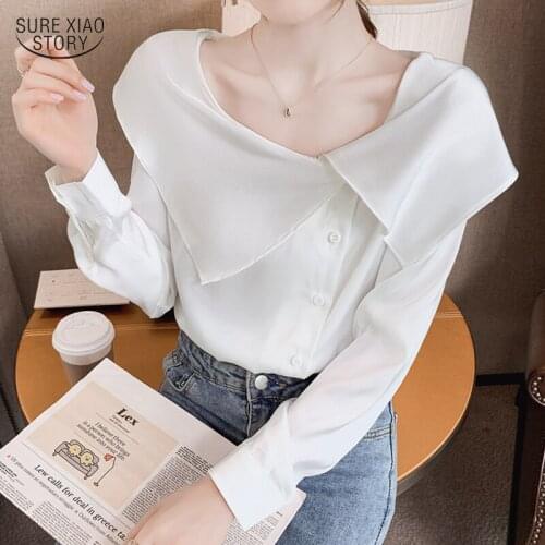 Lotus Leaf Collar Sweet Chic Lady Shirt Autumn Long-sleeve Solid Chiffon Blouse Casual Elegant Single-breaste Women Blouse 16246