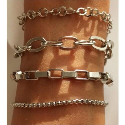Women Silver Kombin Bangle Set 4 Pcs Bracelet