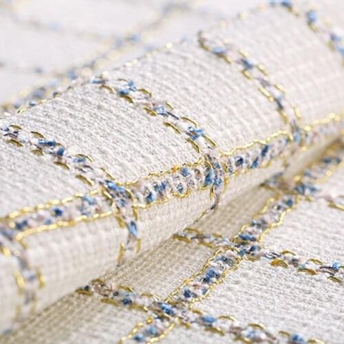 Vitality of youth Gold wire case grain Tweed fabric for coat skirt tissu african telas tissus stoffen tecido tela sewing stof