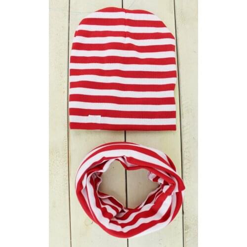 1 Set Winter Autumn Crochet Baby Hat Girl Boy Cap Scarf Beanie Infant Kids toddlers Children Snood Soft Warm Cotton Striped