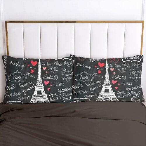 1pc Eiffel Tower Pillow cover Pillow case Bedding Pillowcase Pillowcovers decorative for home 3D 50x75 50x70 Red heart
