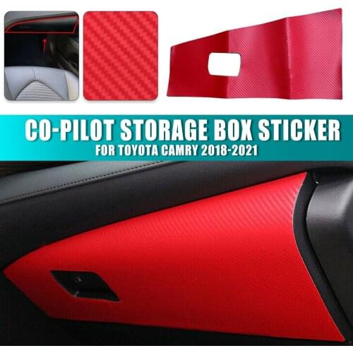 For Toyota Camry 2018-2021 Car Copilot Anti Kick Stickers Carbon Fiber Leather Co-Pilot Storage Box Sticker 1pc