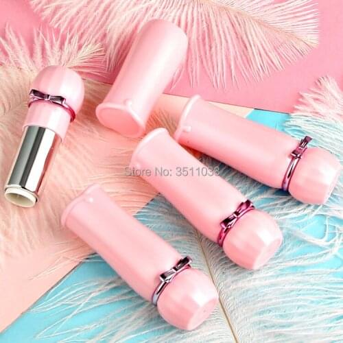 12.1mm Pink Elegant Empty Cosmetic Lipstick Tube, Portable Plastic Handmade Beauty Lip Balm Container, Lip Rouge Packing Bottle