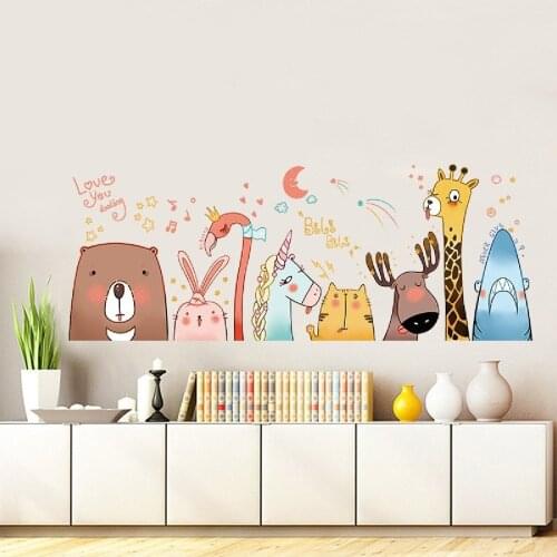 135 X 51 CM Brown Flamingo Unicorn and Cute Animals Themed Kids Room Wall Sticker Quality Product 2021 Trend New Fashion Stylish Great Wall Sticker for Children Useful And Easy Application