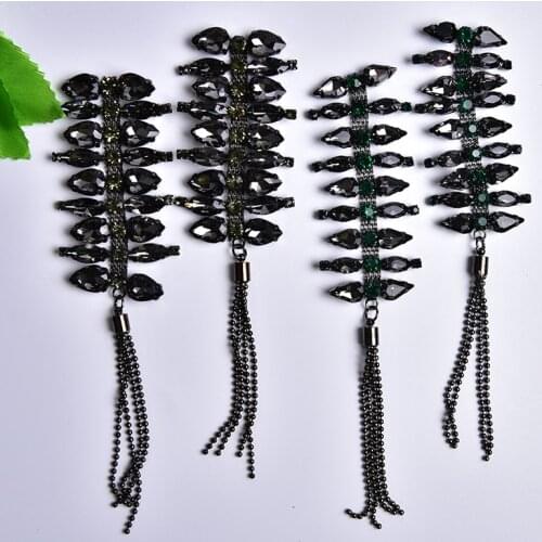 2pcs pendant decorative chain horse eye diamond beaded trim DIY rhinestone buckle clothing brooch shoe pin wedding accessories