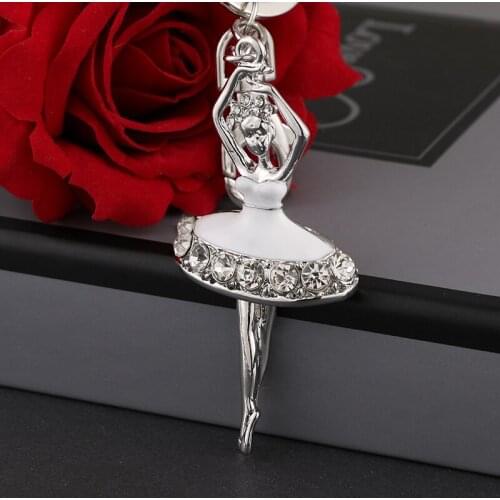 2020 Tinykenro Fashion New Cute and Beautiful Rhinestone Drop Oil Playful Elegant Ballerina Metal Wallet Bag Keychain