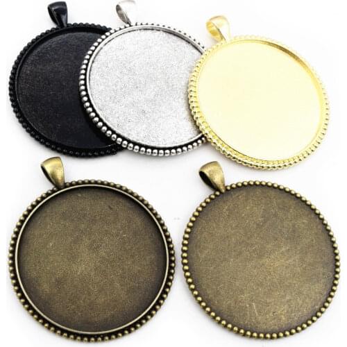5pcs/lot 40mm Inner Size Antique Bronze and Silver Plated Black colors plated Fashion Style Cabochon Base Setting Charms Pendant
