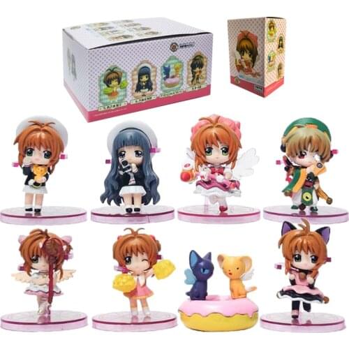 8pcs Anime Figure Toy Card Captor Kinomoto Sakura Li Syaoran Tomoyo Daidouji Q Ver. PVC Action Figure Collection Model Doll Gift