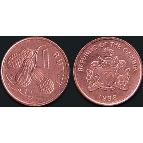 Gambia 1 Butu Peanut 1998 Genuine Original Coins 100% Real Issuing Collection Coins Unc Africa