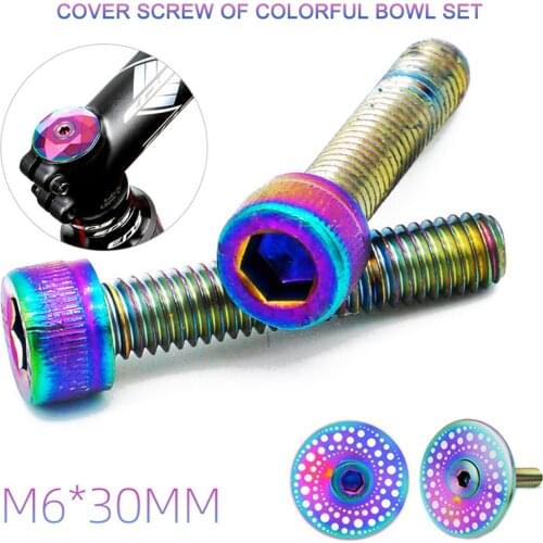 2pcs M6 Bicycle Headset Bolts 30mm Road Bike Stem Top Cap Screws Fixing MTB Cycling Fastening Bolts Ultralight Headset Stem Bolt