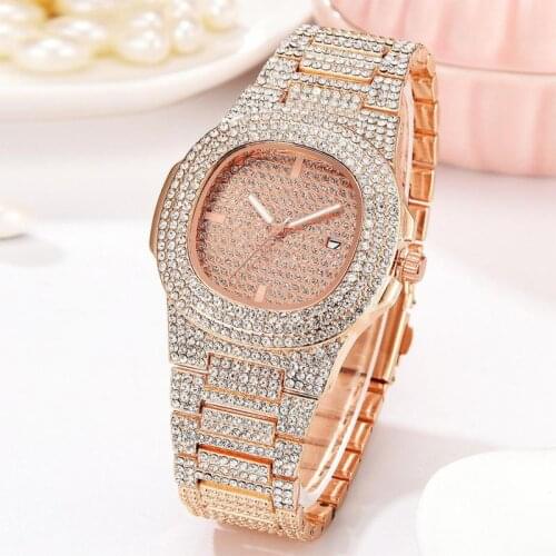 Fashion Womens Shiny Diamond Watch Luxury Rhinestone Full Artificial Diamond Watch Design Simple Simple Trend Ladies Watch