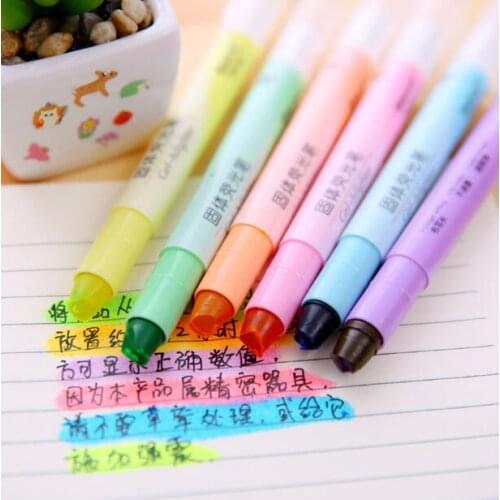 Colorful Learning Markers Solid Jelly Highlighter Pen 6 Pieces/Lot Cute Korean Stationery