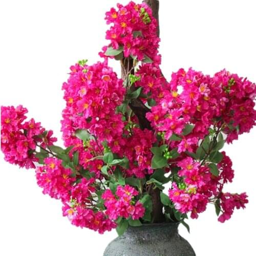 Artificial Flowers Crape Myrtle Flower Branches 3 stems Encryption Tree Decorative Silk Flower Wedding Floral Cherry Flowers