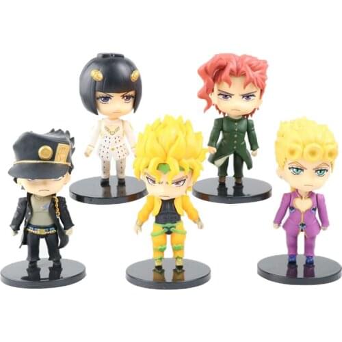 5PCS Anime JoJo Bizarre Adventure Kujo Jotaro Figurine Higashikata Josuke Kakyoin Noriaki Action Figure Model Toy 10-11CM