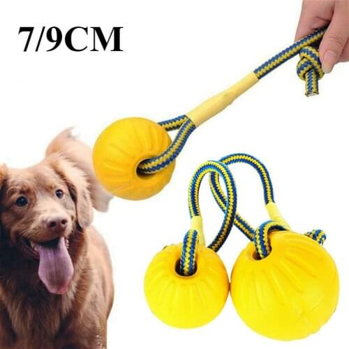 7/9CM Pet Dog Training Chew Toy Indestructible Solid Rubber Ball Play Fetch Bite Carrier Rope Bite Resistant sale