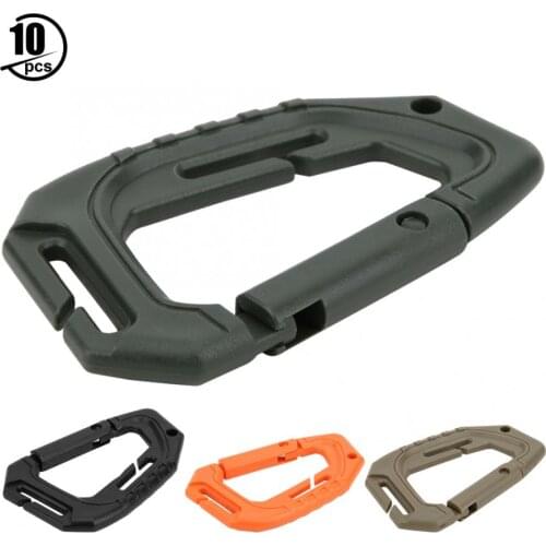 10PCS MOLLE Webbing Tactic Quick Hanging Buckle High Strength Plastic D-Ring Carabiner Keychain Hook Buckle Outdoor Tools