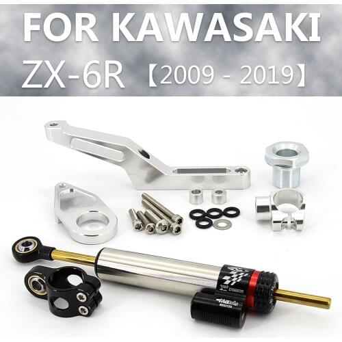 Motorcycle Aluminum Steering Stabilizer Damper Mounting Bracket Set For Kawasaki ZX6R ZX-6R 2017 2018 2009-2019 Complete Set
