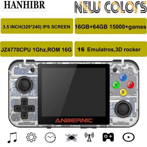 HANHIBR RG350 Linux System Retro Game RG350M Console 3.5 inch HD IPS Screen 16GB Handheld Game Play 64GB RG350M 16 Emulators