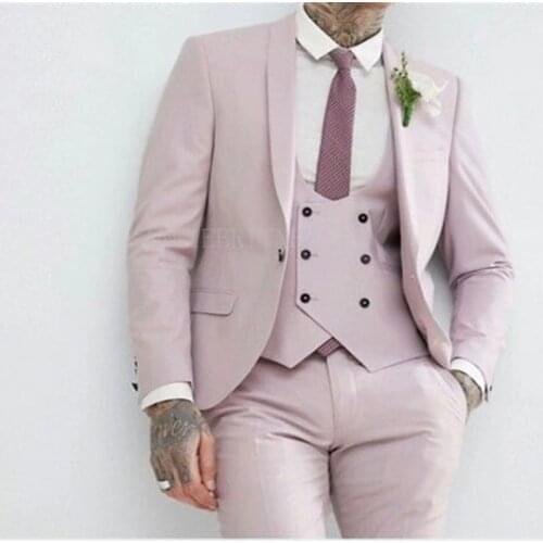 Pink Men Suits Men For Wedding Suit Man Peaked Lapel Bridegroom Custom Made Slim Fit Formal Groom Tuxedo Blazer Best Man Dress