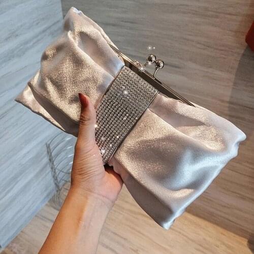Luxy Black Clutch Bag Women Bow Handbag Luxury Crystal Diamond Clutch Purse Party Wedding Bag