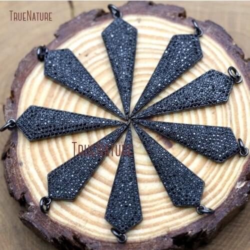 Copper Pendant Black Czech Zircon Micro Pave Plumbum Arrowhead Pendant Gun Black Finish Single Bail In 38*12 mm PM9040