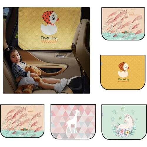 Cute Cartoon Car Sunshade Cover with Storage Bag Universal Sun Shade for Car Window Magnetic Window Curtain Cover Cars Organizer