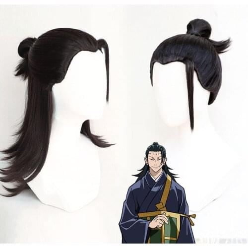 Anime Jujutsu Kaisen Getou Suguru Cosplay Wig Men Black Reverse Warp Hair Synthetic Halloween Party Props