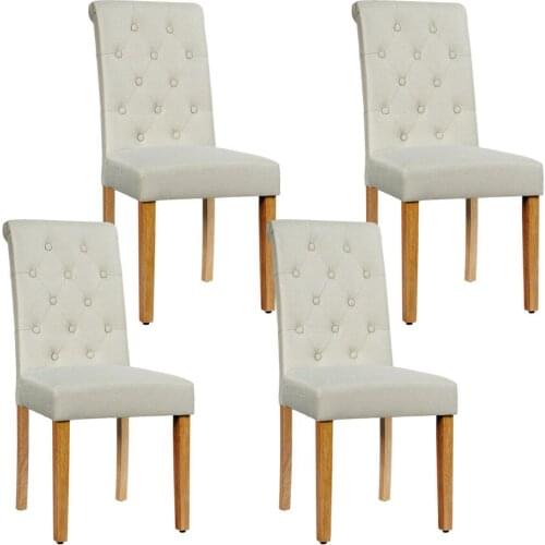 Set of 4 Tufted Dining Chair Parsons Upholstered Fabric Chair with Wooden Legs