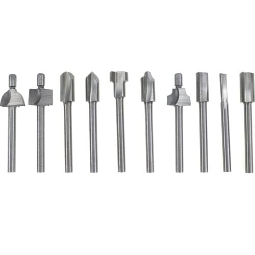 10PCS Milling Cutter Wear Resistant Set Durable HSS Routing Router Bits Burr Multifunction High Precision for Rotary Engraving