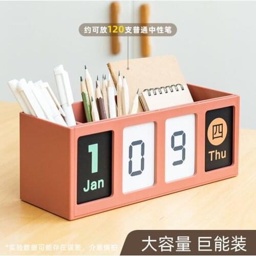 2021 New Fashion Desktop Perpetual Calendar Holder for Home Office Study Room Bedroom Desk Supplies Desk Storage