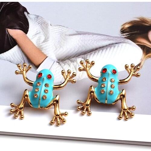 New Arrive Colorful Crystal Frog Metal Drop Earrings High Quality Fashion Jewelry Accessories For Women Wholesale