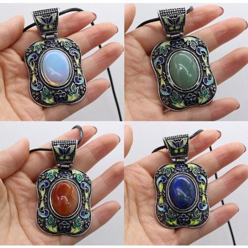 New Design Pendant Necklaces Chokers Fashion Bohemian Jewelry Crystal Lapis lazuli Turquoises Pendant Necklaces for Women Men