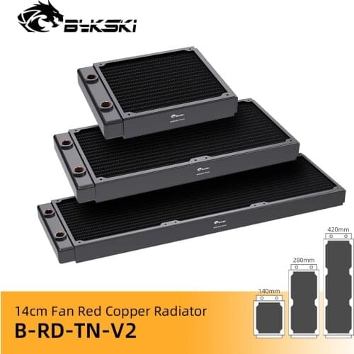 Bykski Full Copper Radiator For 14CM Fan 28MM Thickness 140/280/420mm 14 Waterway Thin Heatsink B-RD140-TN/B-RD280-TN/B-RD420-TN