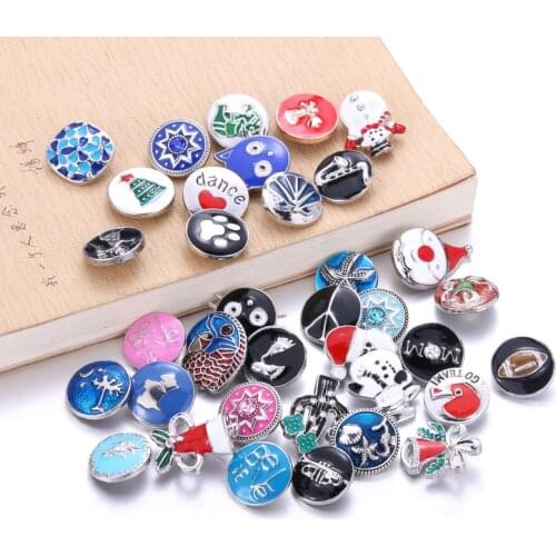 10pcs/lot Mix Style 12mm Resin metal 18mm Colorful metal Snap Buttons Jewelry Fit Charm Bracelets & Bangles For women man gift