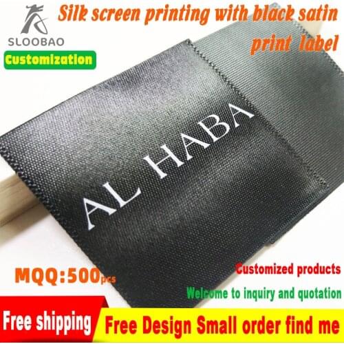 Free shipping black Selvedge Ribbon screen printing silver or white word logo print label manufacturing origin mark 500pcs/bag