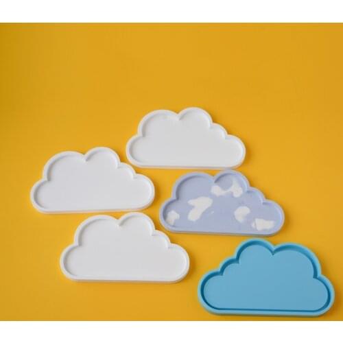 Cute Cloud Coasters Silicone Scented Candle Mold Geometric Concrete Tray With Side DIY Plaster Epoxy Base Handmade Resin