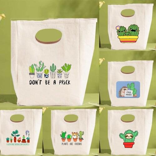 Don't Be A Prick Funny Cactus Graphics Lunch Box Reusable Causal Thermal Bag Portable Travel Picnic Box High Capacity Dinner Bag