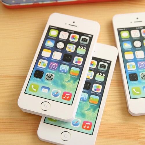 1PCS Creative New White Fashion Sticky Post Note Paper Cell Phone Shaped Memo Pads Paper Note Pad DIY For Iphone 5