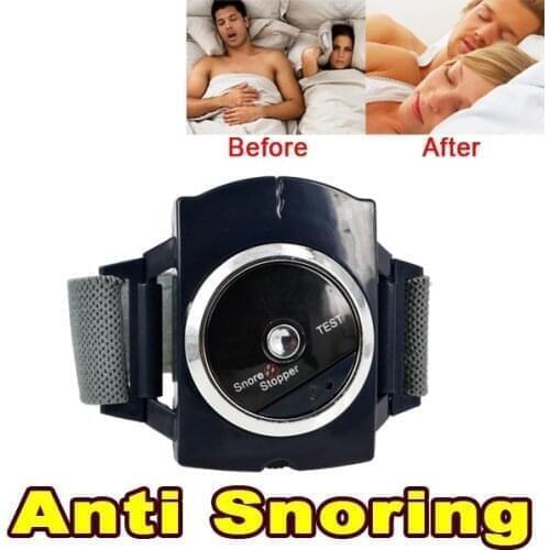 Black Infrared Intelligent Anti Snore Wristband Watch Cessation Cure Solution for Pure Sleeping Night Guard Aid