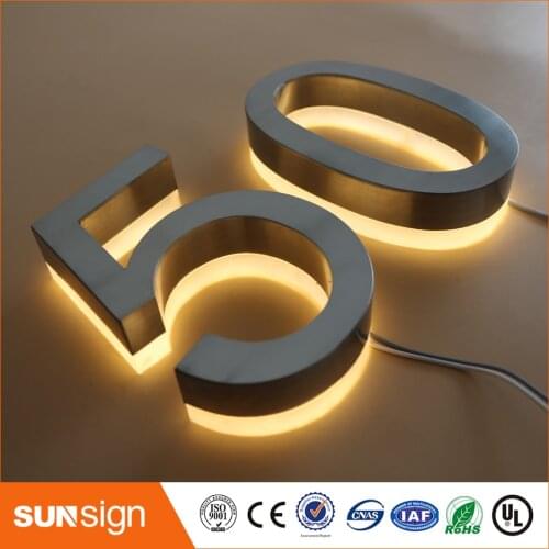 H 15cm Backlit stainless steel Signage for Advertising 3D illuminated shop front LED letters signs