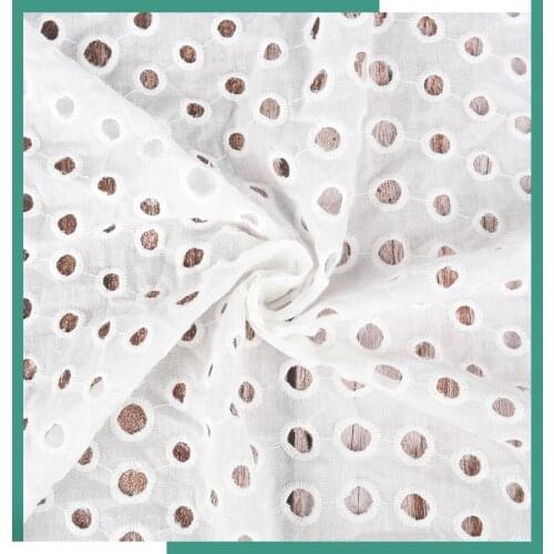 White Spot Hollow Lace Cloth Square Shape Embroidered Womens Summer Cotton Cloth Hollow Lace Fabric